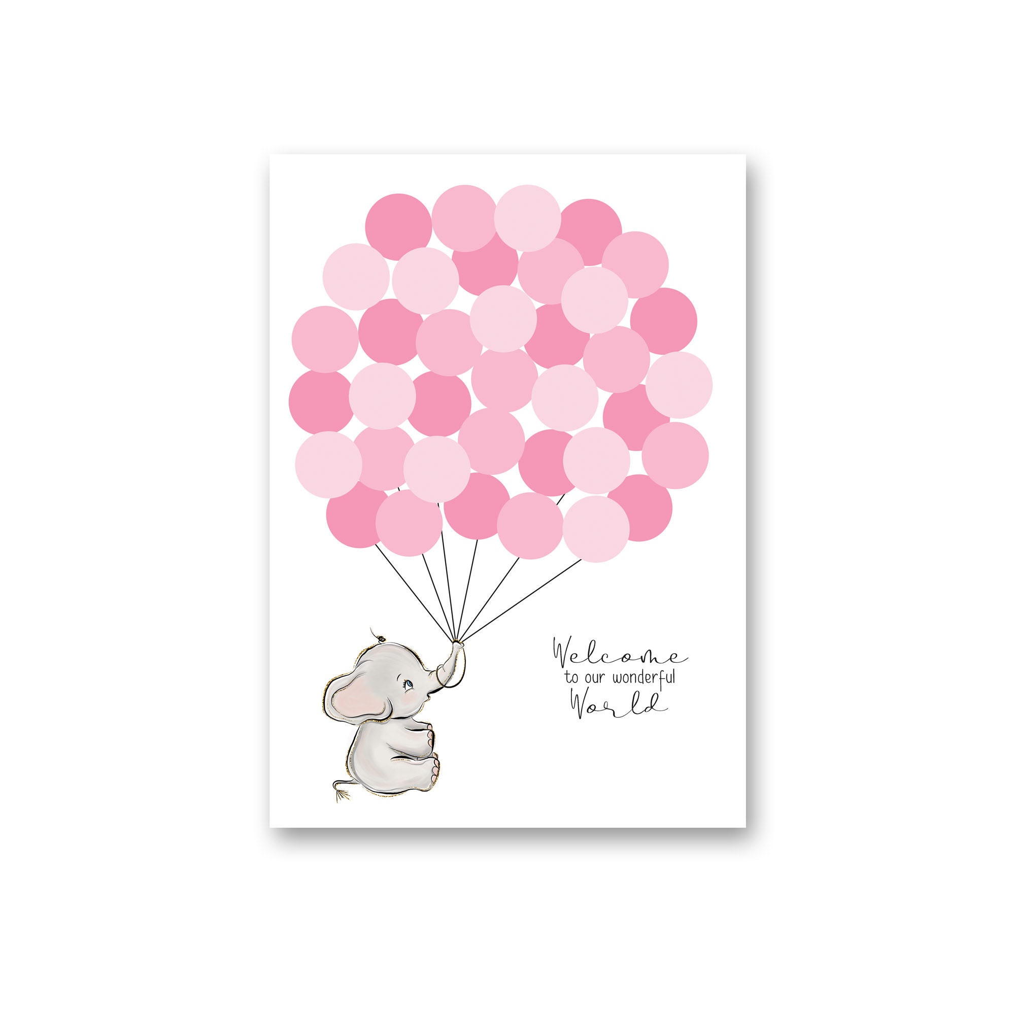 Welcome Baby Girl: Elephant Baby Shower Guest Book