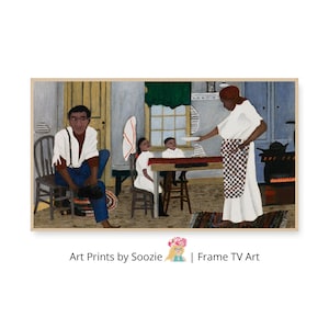 Horace Pippin Frame TV Art, Folk Family Kitchen Scene Digital Download, Vintage African American Samsung Art, Cozy Winter Display