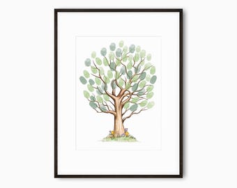 Fingerprint Tree Download | Alternative Guest Book | Thumbprint Tree | Fingerprint Tree | Finger Print | Unique Guestbook | Instant Download