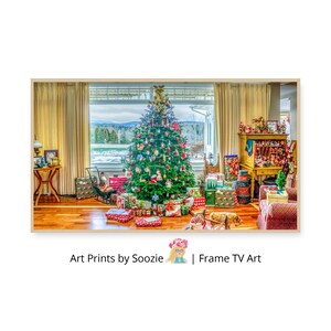 Vintage Christmas Living Room Samsung Frame TV Art | Cozy Holiday Tree Digital Download | Nostalgic Christmas Decor for TV 4K