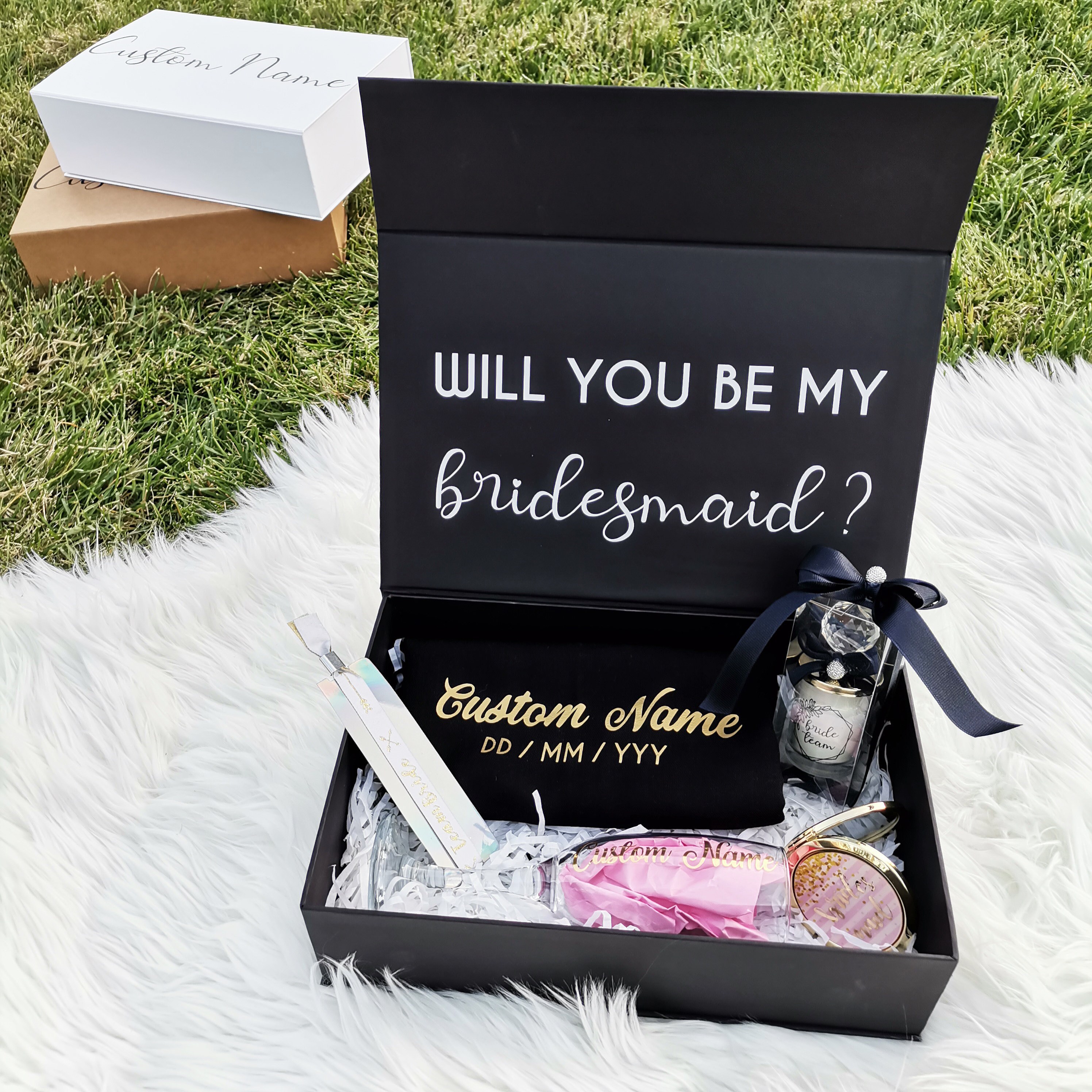 Black Bridesmaids Proposal Box Set Personalized Etsy