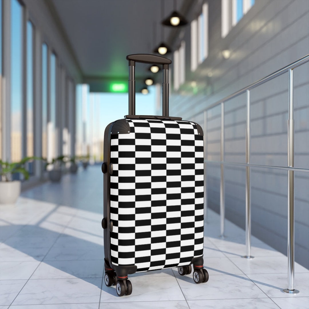 Black and White Checkered Suitcases - Etsy