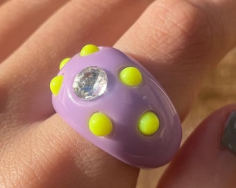 Lavender Neon Resin Ring: Chunky Statement Jewelry