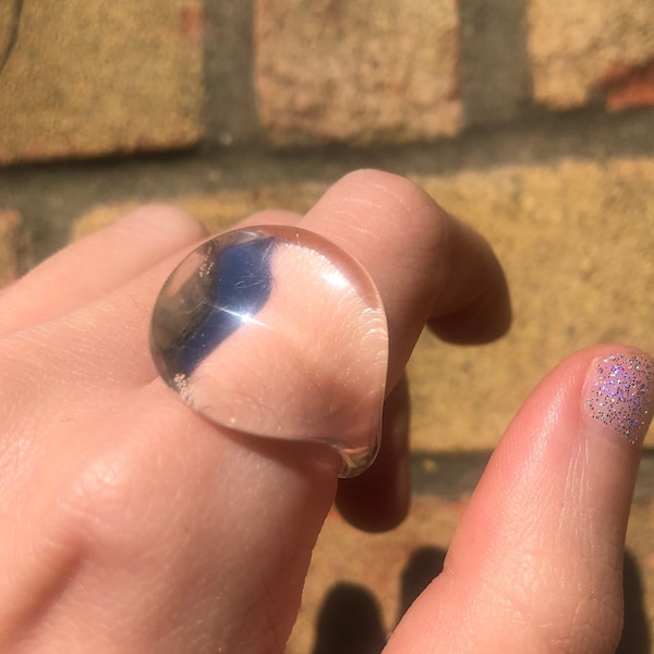 Grosse bague transparente en résine | Grosse bague en acrylique