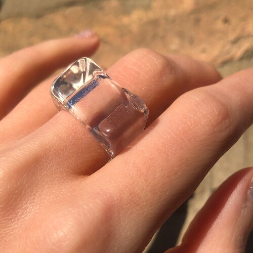 Statement Chunky Transparent Ring Resin Chunky Ring Etsy