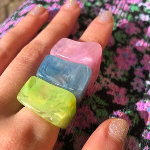 Pastel Resin Chunky Ring: Summer Statement Jewelry