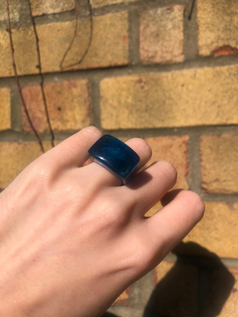 blue Water Chunky Ring Acrylic chunky ring Resin chunky ring