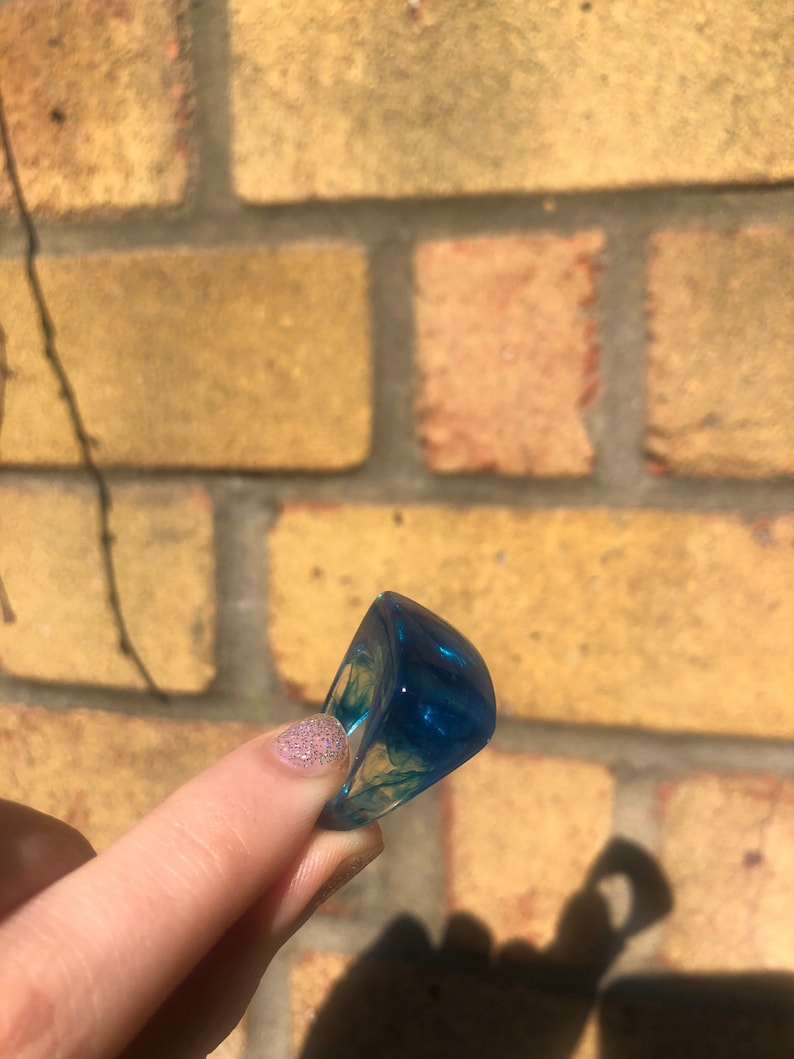 blue Water Chunky Ring Acrylic chunky ring Resin chunky ring