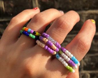 Handgemachte Bunte Perlen Stackable Ring (17 mm)