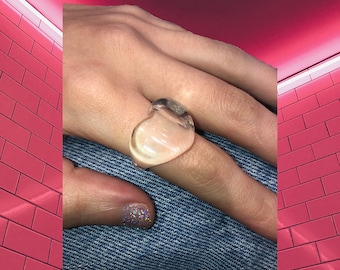 Clear Heart Resin Ring: Chunky Acrylic Statement Ring