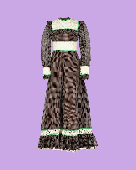 Vintage 70s Dress Brown Polka Dot Brown Dress Vintage Womens Clothing