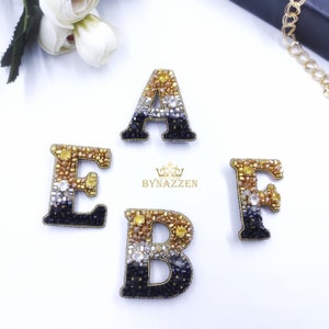 Broche con letra A de cristal brillante, broche con inicial B personalizado, regalo de broche con nombre E, monograma F personalizado, regalo personalizado para esposa, regalo navideño personalizado