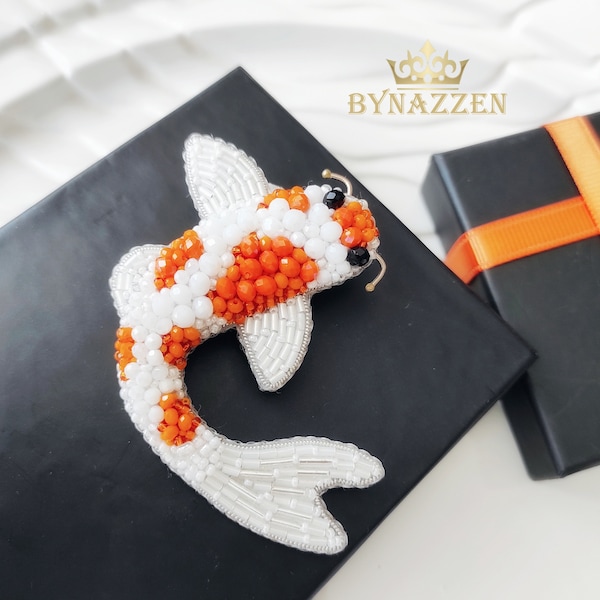 Handcraft Fish Koi Brooch, Fish Jewelry gift for Her, Fish accessory pin, carp ornament, lapel pin, hat decor