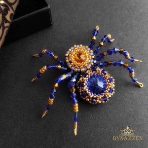 Blaugold Spinnen Brosche, Insekt Schmuck Geschenk, Spinne Liebhaber Pin, Luxus Insekt Brosche