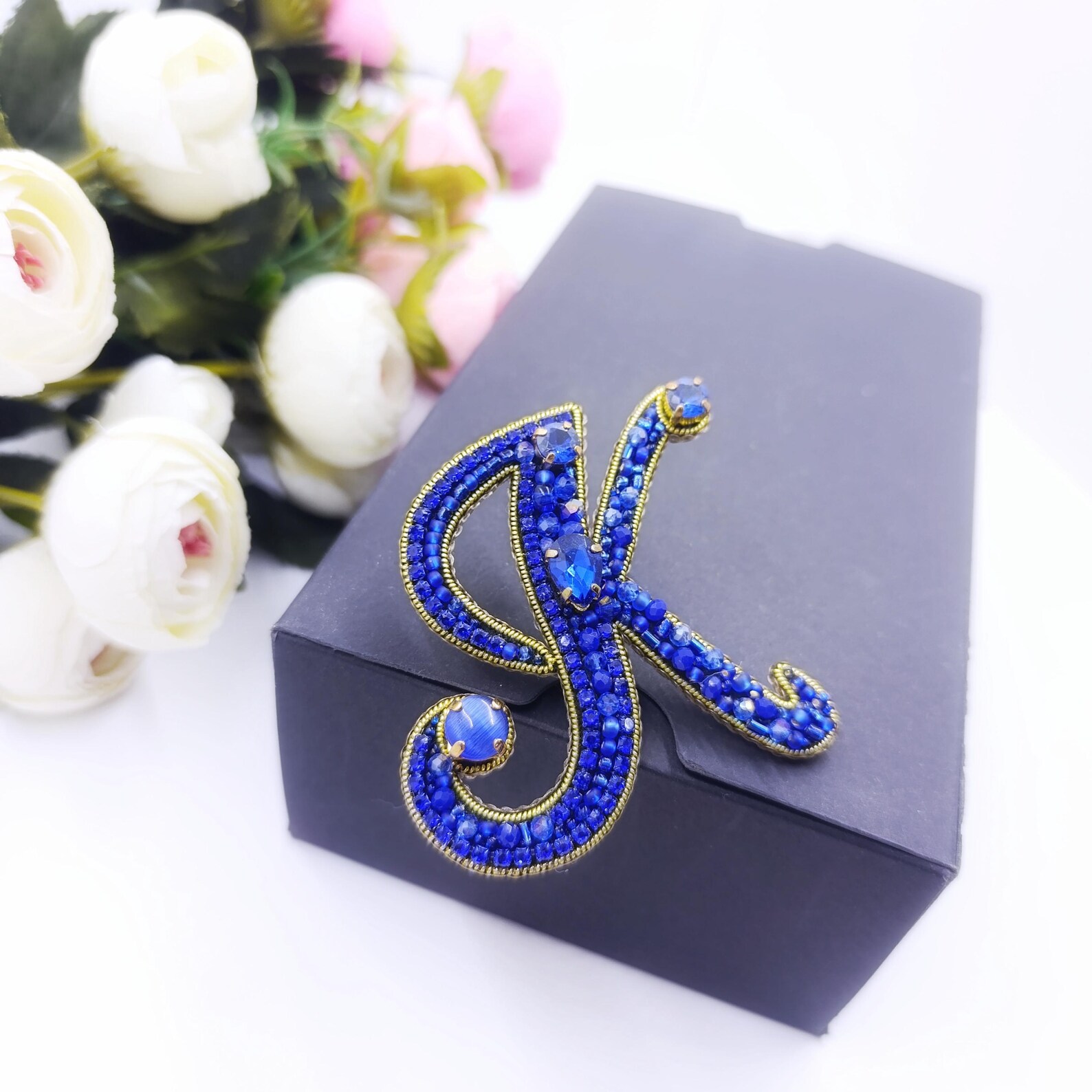 Custom Design Letter K Brooch, Custom Name Brooch, Personalized ...