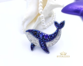 Beaded Whale Brooch, Sea Animal Jewelry, Surfer Girl Gifts, Sea lover pin for women, Ocean Lover Gift, whale decor, whale accessory