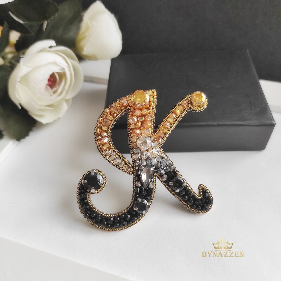 Custom Design Letter K Brooch, Custom Name Brooch, Personalized ...