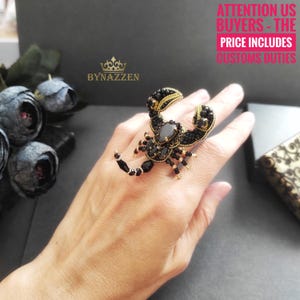 Black Scorpion Adjustable Ring, Large Halloween insect ring, Scorpio Zodiac Women gift, Gothic Rings for Her, Bold Black insect ring
