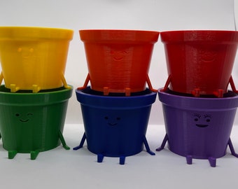 Primary Color Kawaii Planter with Face: Indoor Succulent Planter