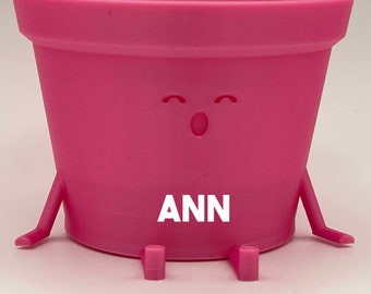 Ann the Sleepy Planter - Small and Medium Size - Kawaii Planter - Indoor Planter - Inspired by Parks and Rec