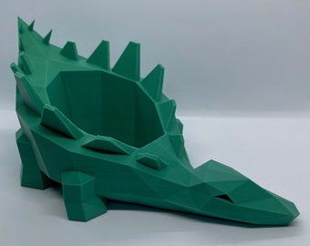 MEGA STEGA(SAURUS)! 3D Printed Dinosaur Planter Indoor Planter Green Dinosaur Planter Extra Large Dinosaur Planter