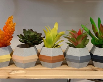 Marble and Metallic Stripe 3D Printed Succulent Planter