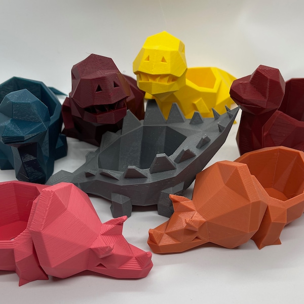 Low Poly Dino Planters in Bold Colors! Dino Planter, Dinosaur Planter, Indoor Planter, Kawaii Planter