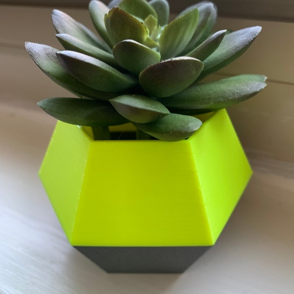 Neon Yellow and Cement 3D Printed Succulent Planter