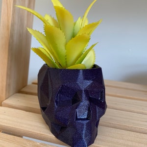 Galaxy Purple Sparkly Skull Planter