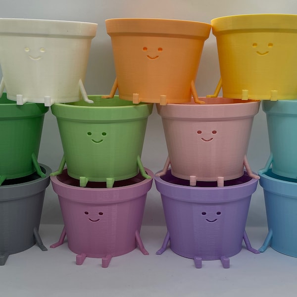 Happiest planters in PASTEL! Kawaii Planter, Planter with Face, Succulent Planter, Indoor Planter, Small and Medium Size