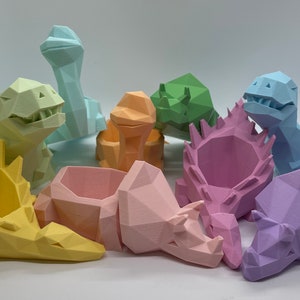 3D Printed Dinosaur Planter: Kawaii Pastel Succulent Planter