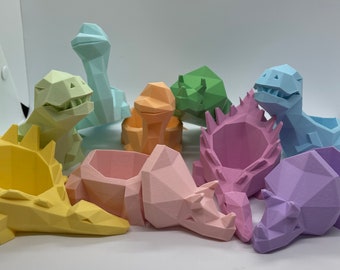 3D Printed Dinosaur Planter: Kawaii Pastel Succulent Planter