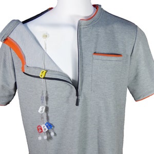 Men's Easy Care Port Access Shirt - Best Gift for Cancer Patients