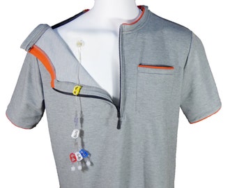 Men's Easy Care Port Access Shirt - Best Gift for Cancer Patients