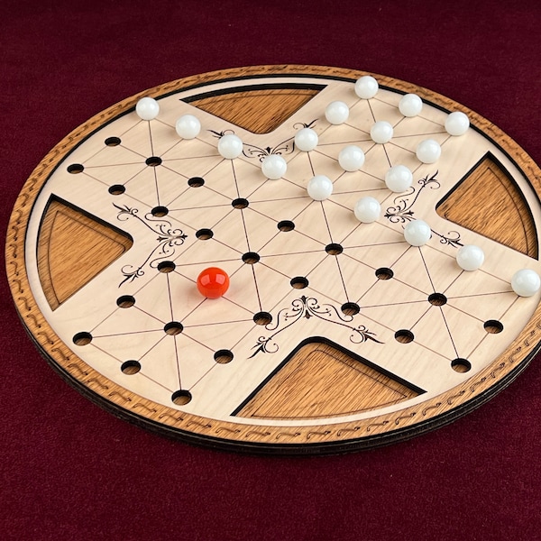 Fox and Geese! The Classic 18th C. British Pub Game! Beautifully Reimagined! Wood and Glass. Hand Made.