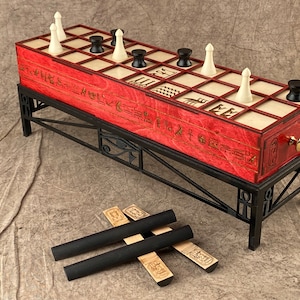 The Anubis SENET! A Game from the Ancient Egyptian Underworld! Stunning Blood Red & Black!