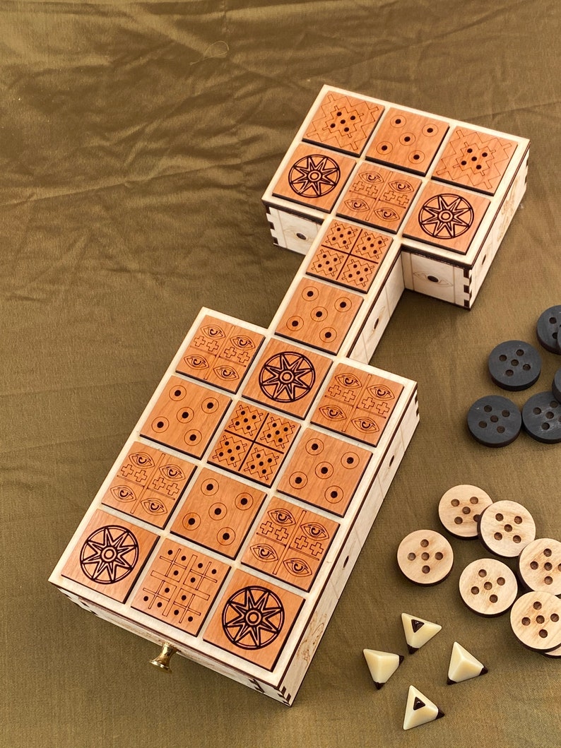 The Royal Game of UR A game of Skill and Strategy from Ancient Mesopotamia. Hand Crafted, Fine Woods, Amazing Details. image 3