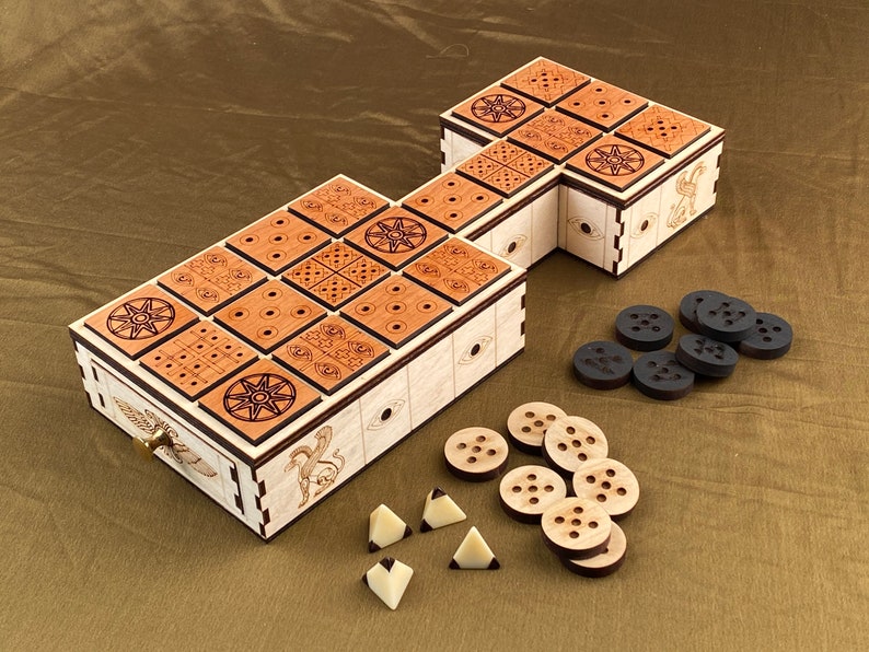 The Royal Game of UR A game of Skill and Strategy from Ancient Mesopotamia. Hand Crafted, Fine Woods, Amazing Details. image 2