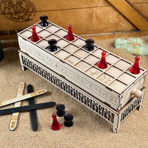 Gioco da tavolo Senet di Tutankhamon, geroglifici AUTENTICI, basato su artefatto originale! Ritrovamento della tomba di Howard Carter. Gioco dell’antico Egitto.