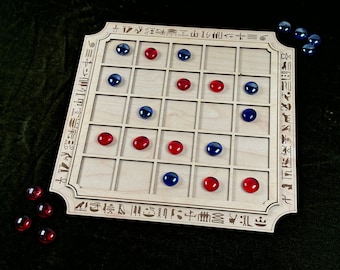 SEEGA ~ Ancient Game of the Pharaohs! Egyptian Game of Strategy, Hand Made, Glass Pawns