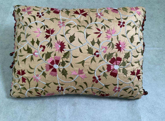 Antique Silk Embroidered Decorative Cushion,With Providence