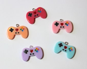 Video Game Controller Charm - 27mm resin charm - 2 pc set