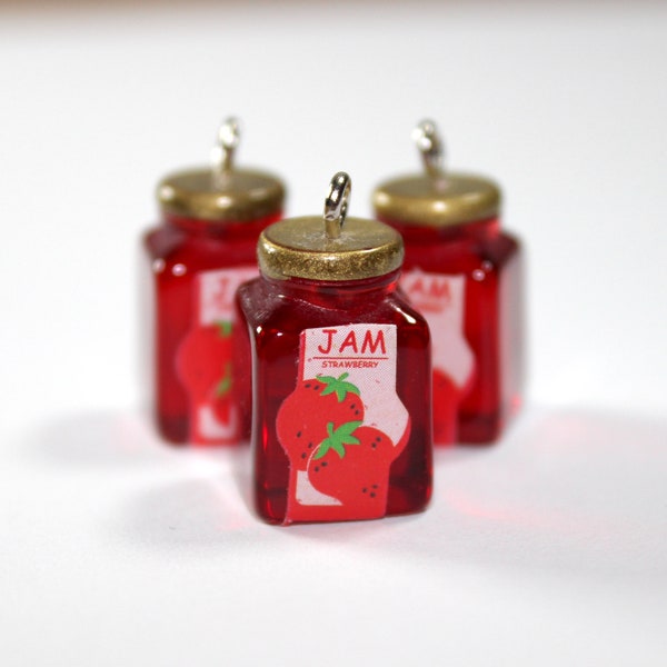 Strawberry Jam Charm - 17 mm translucent resin charm - 2 pc set