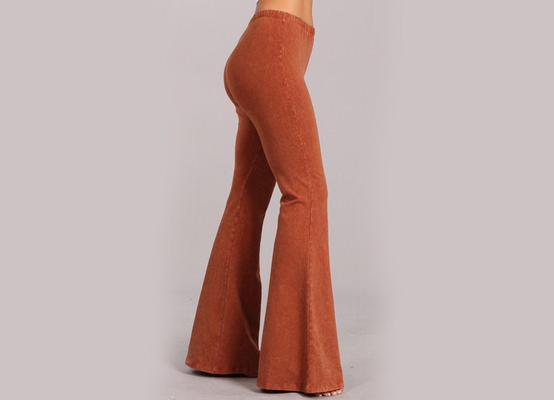 70's Vintage Style Gold Mineral Wash Bell bottom pants