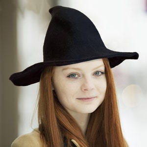 Everyday Modern Witch Hat or Wizard Hat in Black, Charcoal, and Gray. Casual witch hat, costume hat, woven witch hat