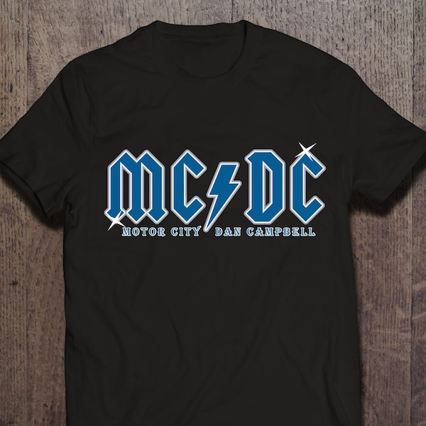 Detroit Lions MCDC T-Shirt, Motor City Shirt, Dan Campbell Tee, AC/DC Shirt, Motor City Dan Campbell Tee