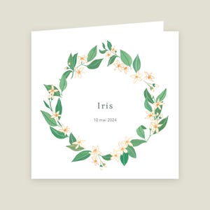 Faire-part de naissance personnalisé 4 pages Fleurs d'oranger