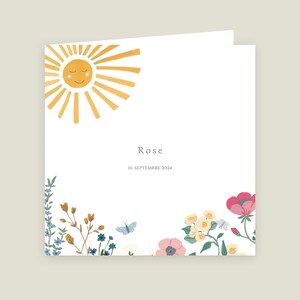 Faire-part de naissance personnalisé 4 pages Fleurs