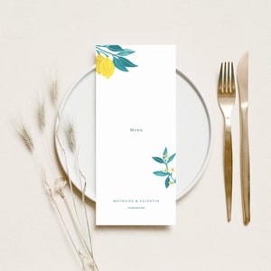Menu de mariage Thème Citrons