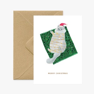 Carte Merry Christmas/Joyeux Noël Cat